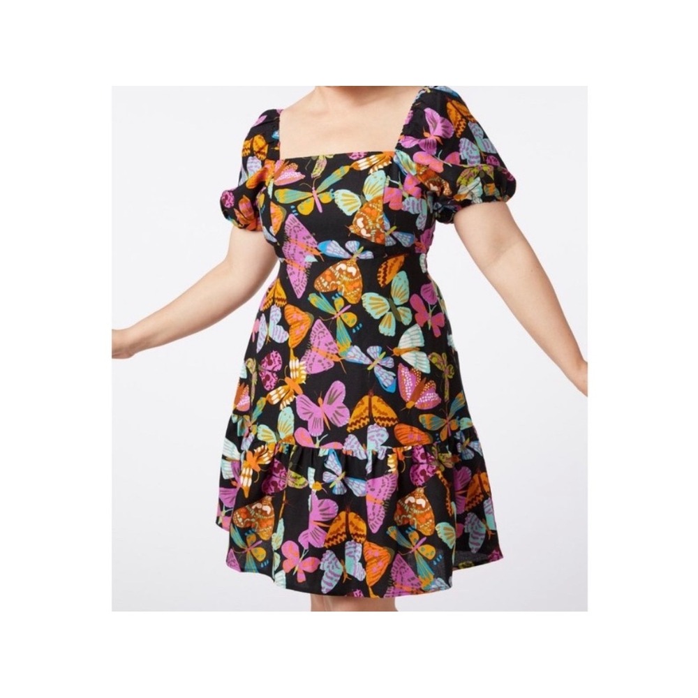 NWT Princess Highway Moth Mini Dress Womens Black Linen Blend Sz.10